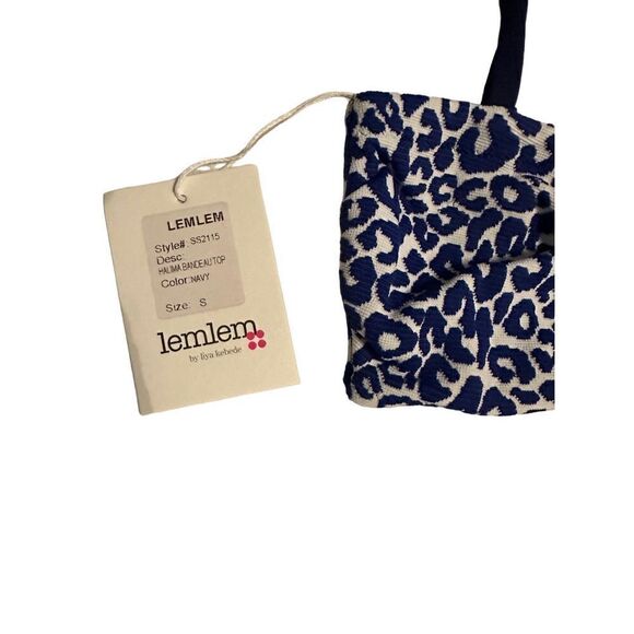 lemlem Halima Leopard Bandeau Bikini Top NWT small blogger fave NAVY - Picture 3 of 7